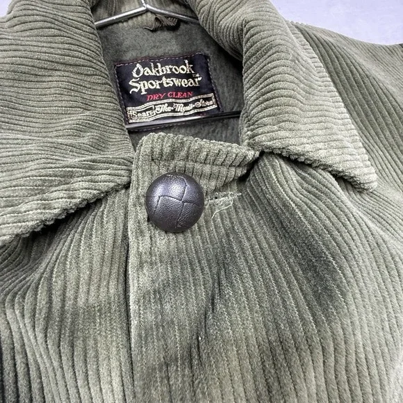 Vintage Sears Oakbrook Sportswear Corduroy Jacket Small Green Lined Flap Pockets